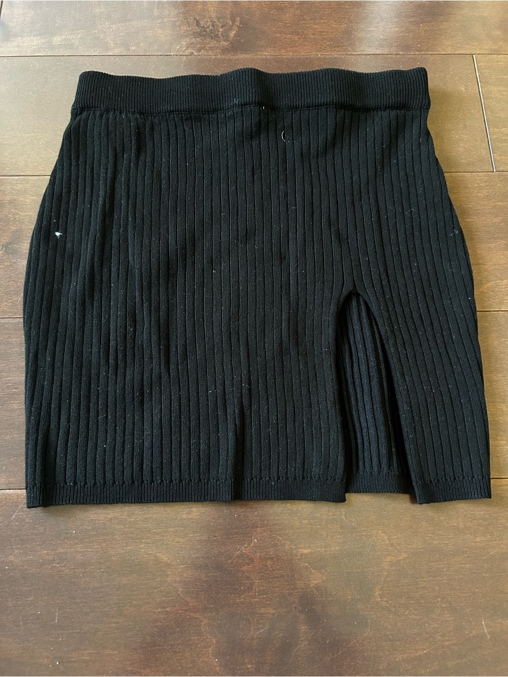 Fashion Nova Black Ribbed Mini Skirt with Side Slit